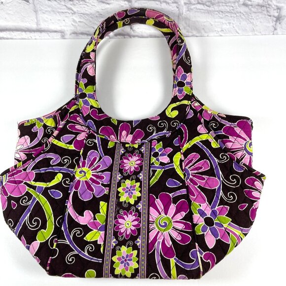 Vera Bradley Shoulder Tote Bag Purple Punch Floral Quilted Purse Pockets Retired - Picture 15 of 16